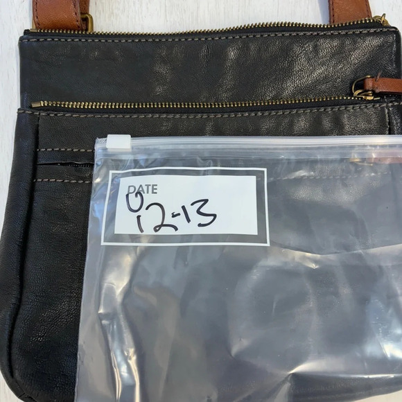 Fossil Corey Crossbody Bag Black Brown Leather Messenger Purse - Picture 9 of 9